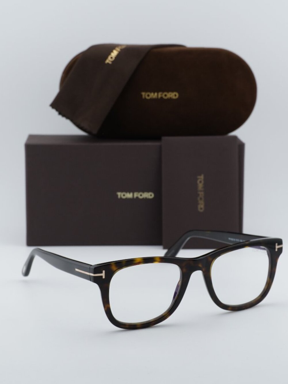Tom Ford FT5820-B 052 Square Eyeglasses 50mm - Havana/Blue Light Block